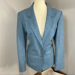 Vintage Dunedin blue wool academia tweed tailored blazer riding coat jacket